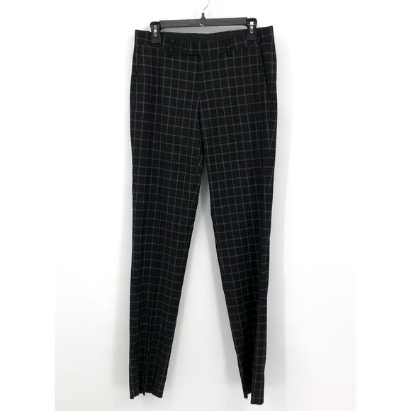 SOUL OF LONDON Men's Slim Fit Dress Pants 31R Black Windowpane Stretch NWOT - Picture 1 of 8
